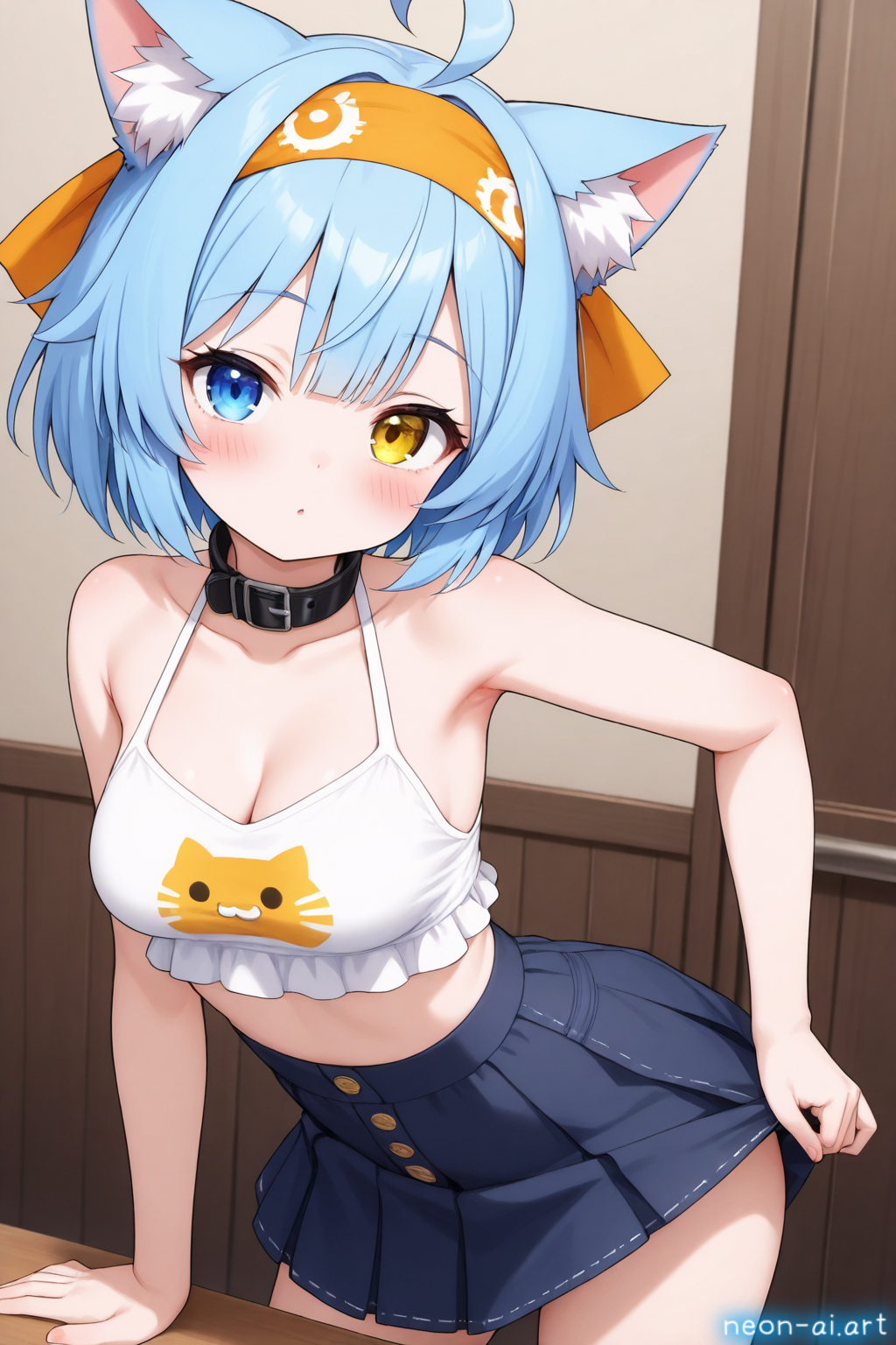 バンダナ柄クロップトップ＆ハイウエストスカートセット（#Mocha_prompt）（3models）