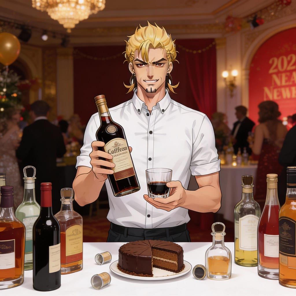 忘年会参加で人参＆コーヒーリキュールを飲んでいる店長