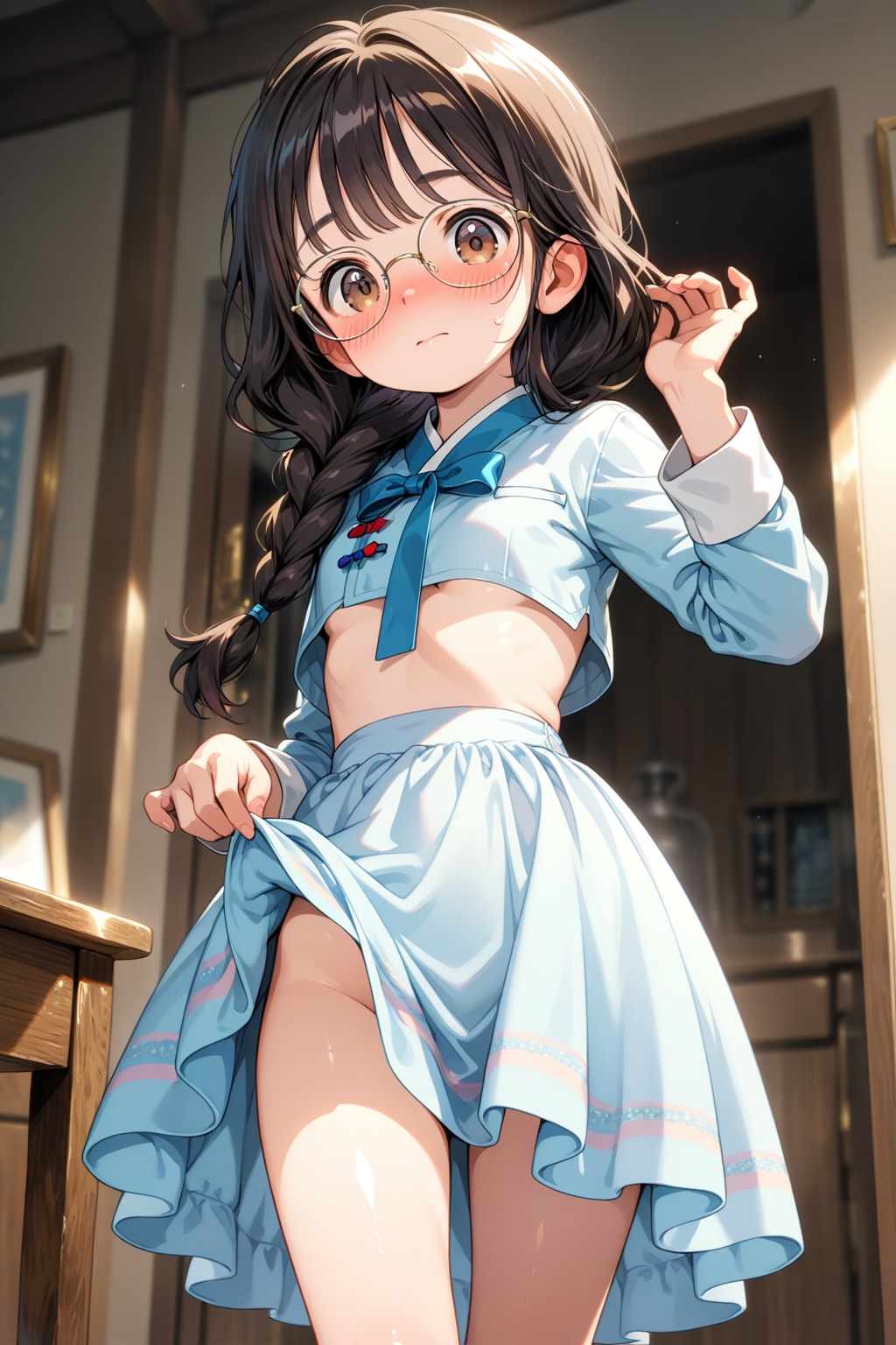 滑り込み下乳チョゴリ三つ編み眼鏡さん(LARIMAR)
