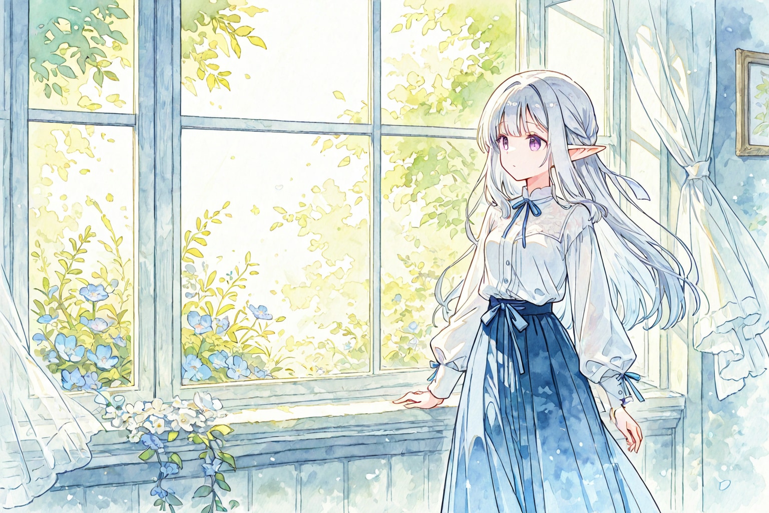 窓辺 | の人気AIイラスト・グラビア