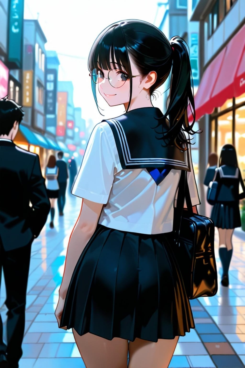 振り向く黒髪ちゃん