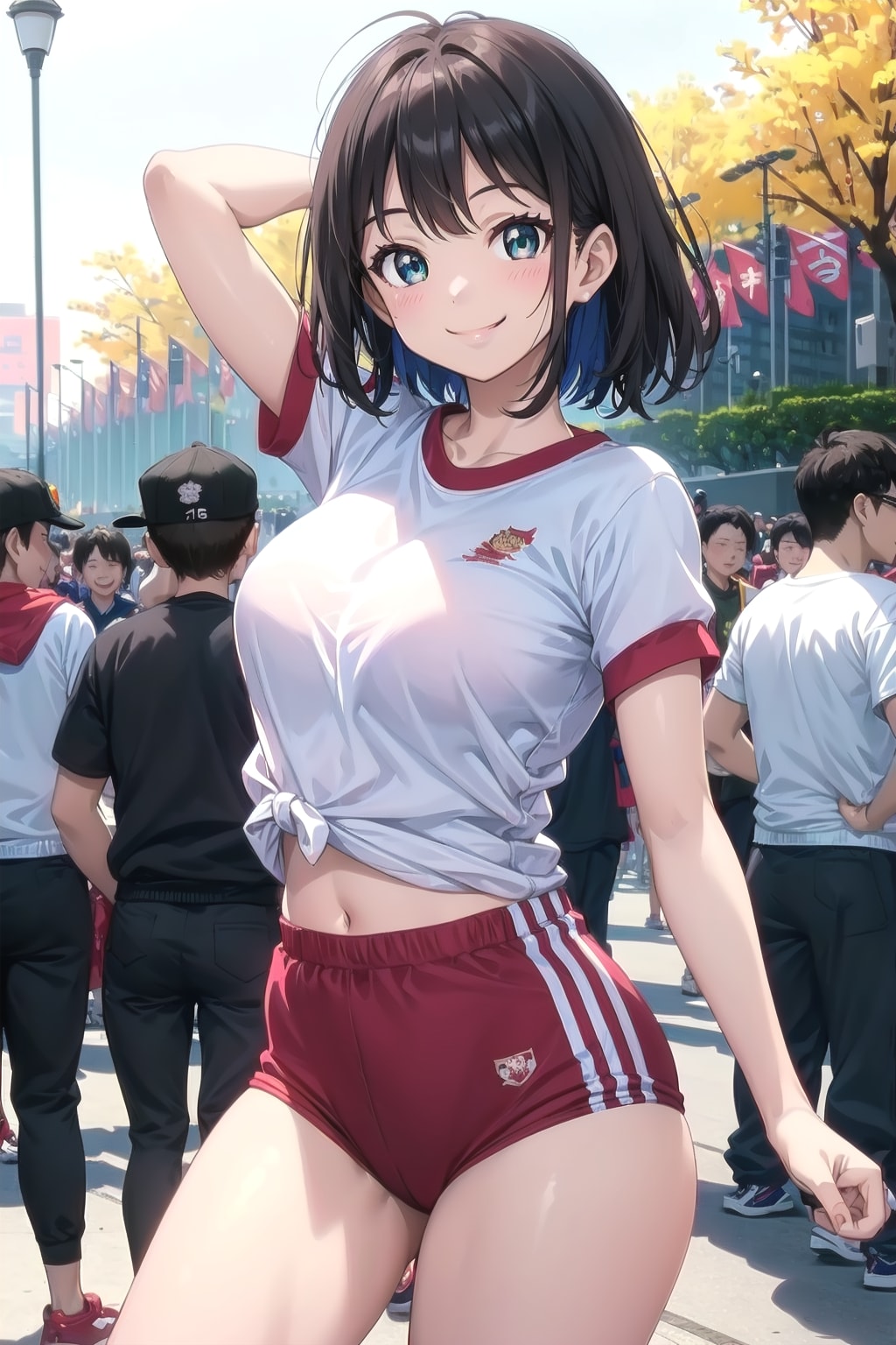 某広場で赤と紺　〜制服のある風景〜