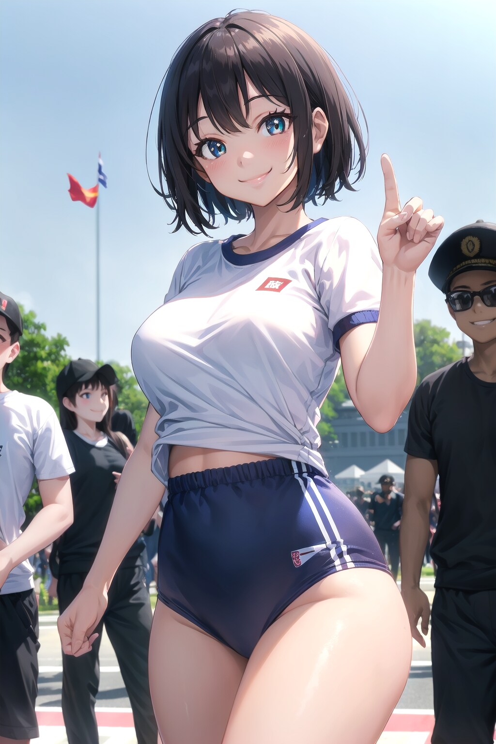 某広場で赤と紺　〜制服のある風景〜