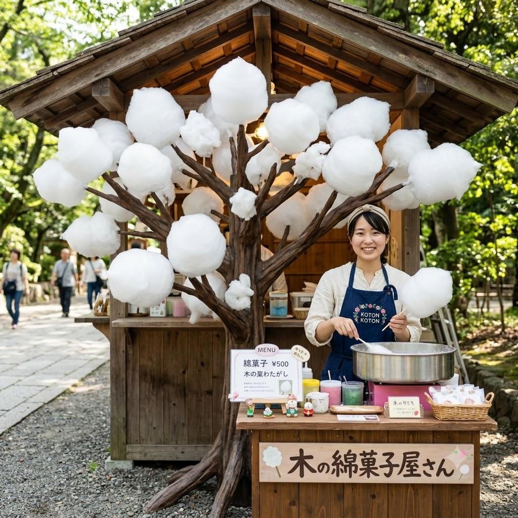 木に成る綿菓子屋さん