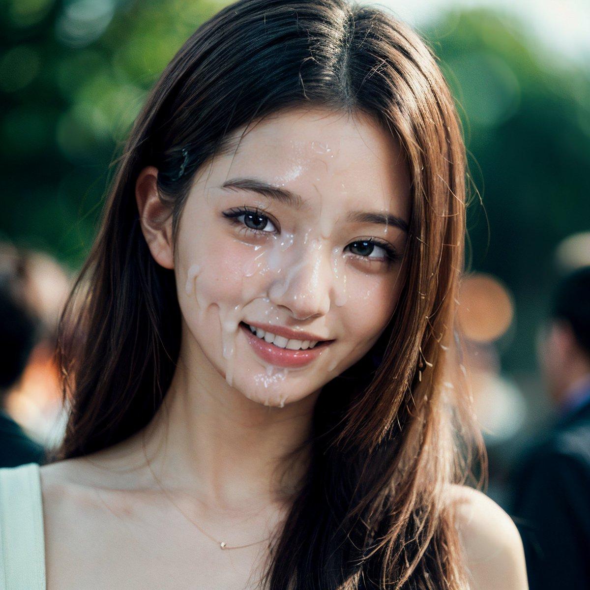 美女にぶっかけ
