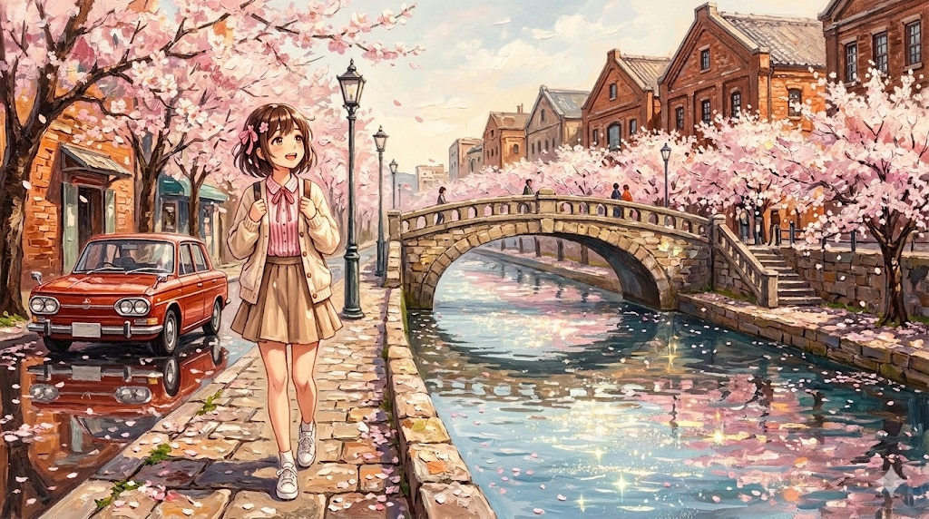 水路沿いの桜並木