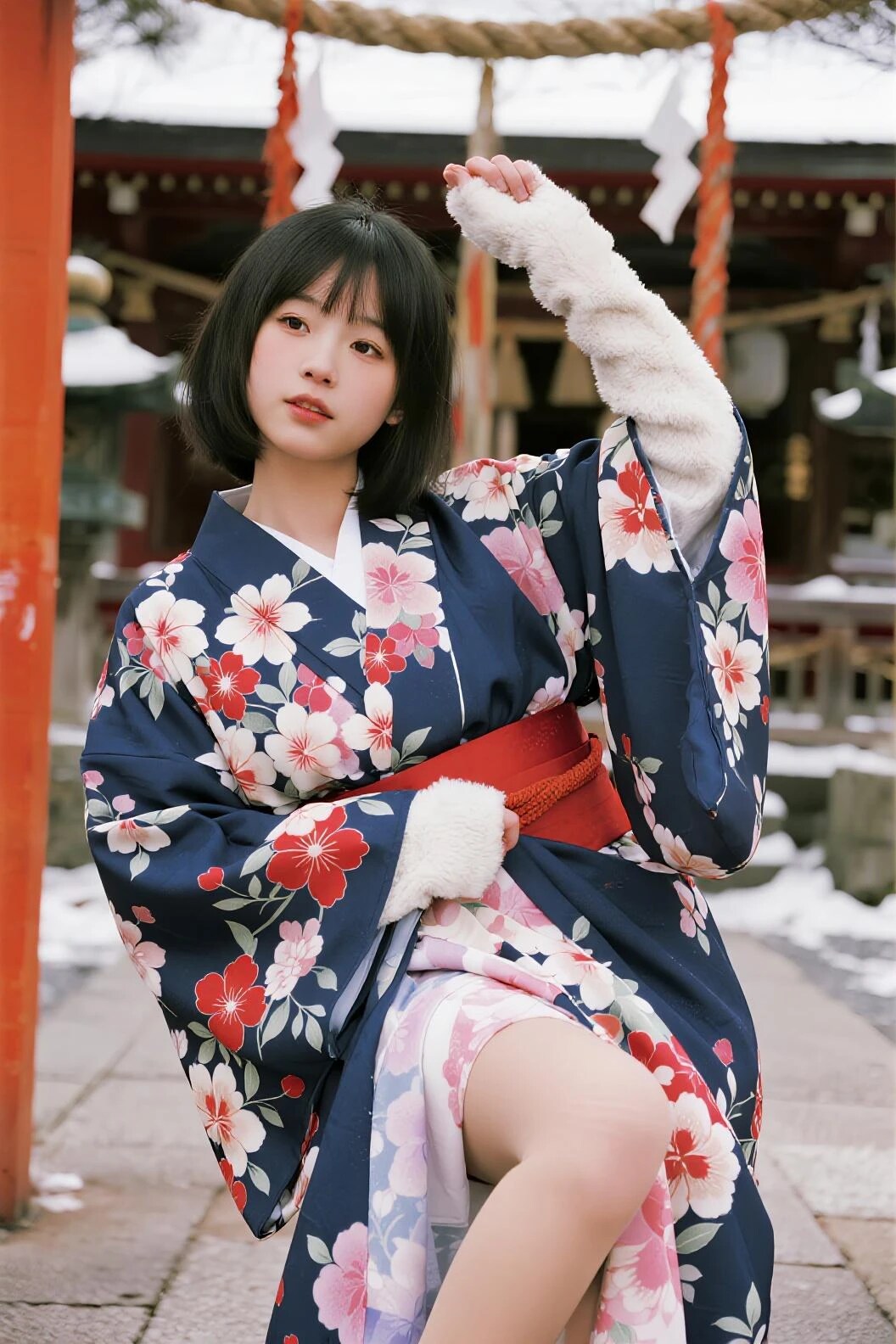 着物チラリ