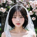 桜とウェディングドレス 5枚目