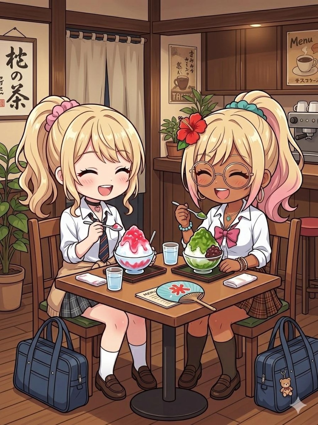 七海 ＆ クロエ  かき氷