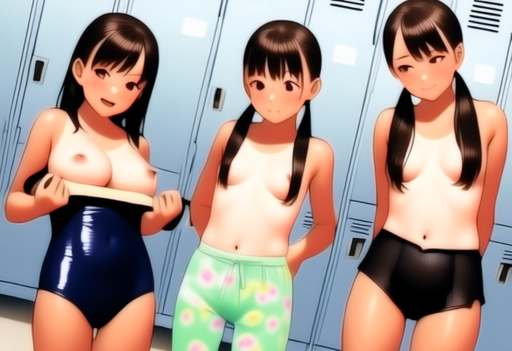 ツインテ三姉妹でプールに来たよ