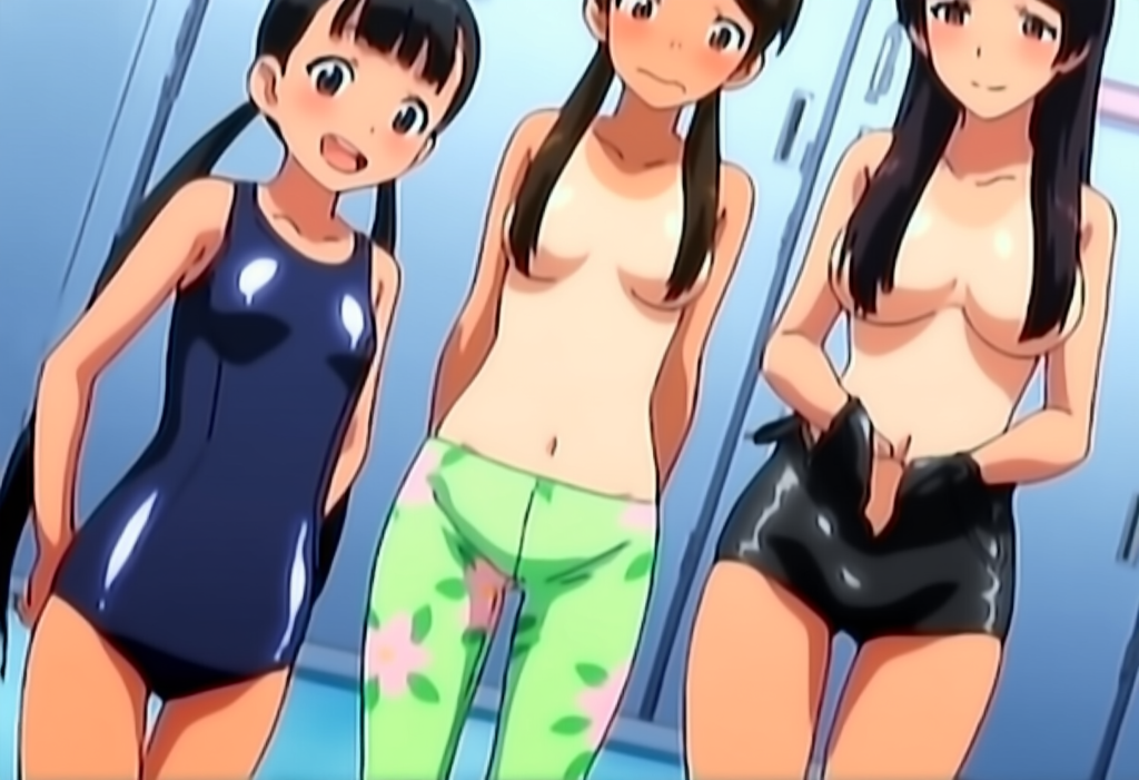 ツインテ三姉妹でプールに来たよ