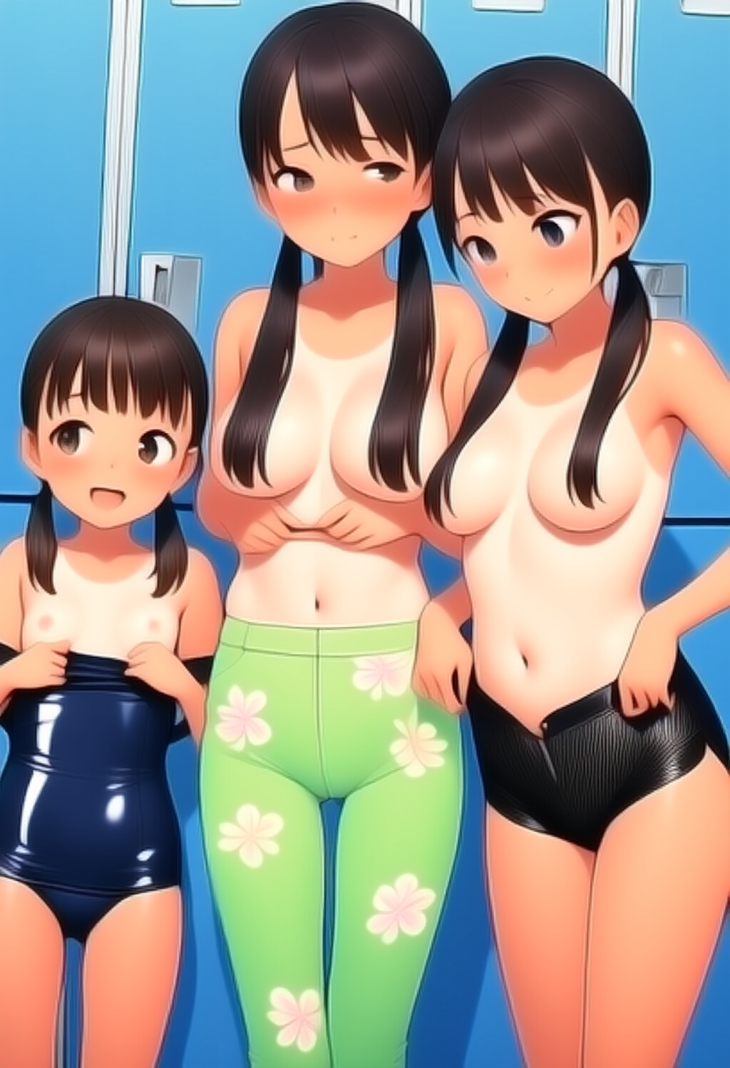 ツインテ三姉妹でプールに来たよ