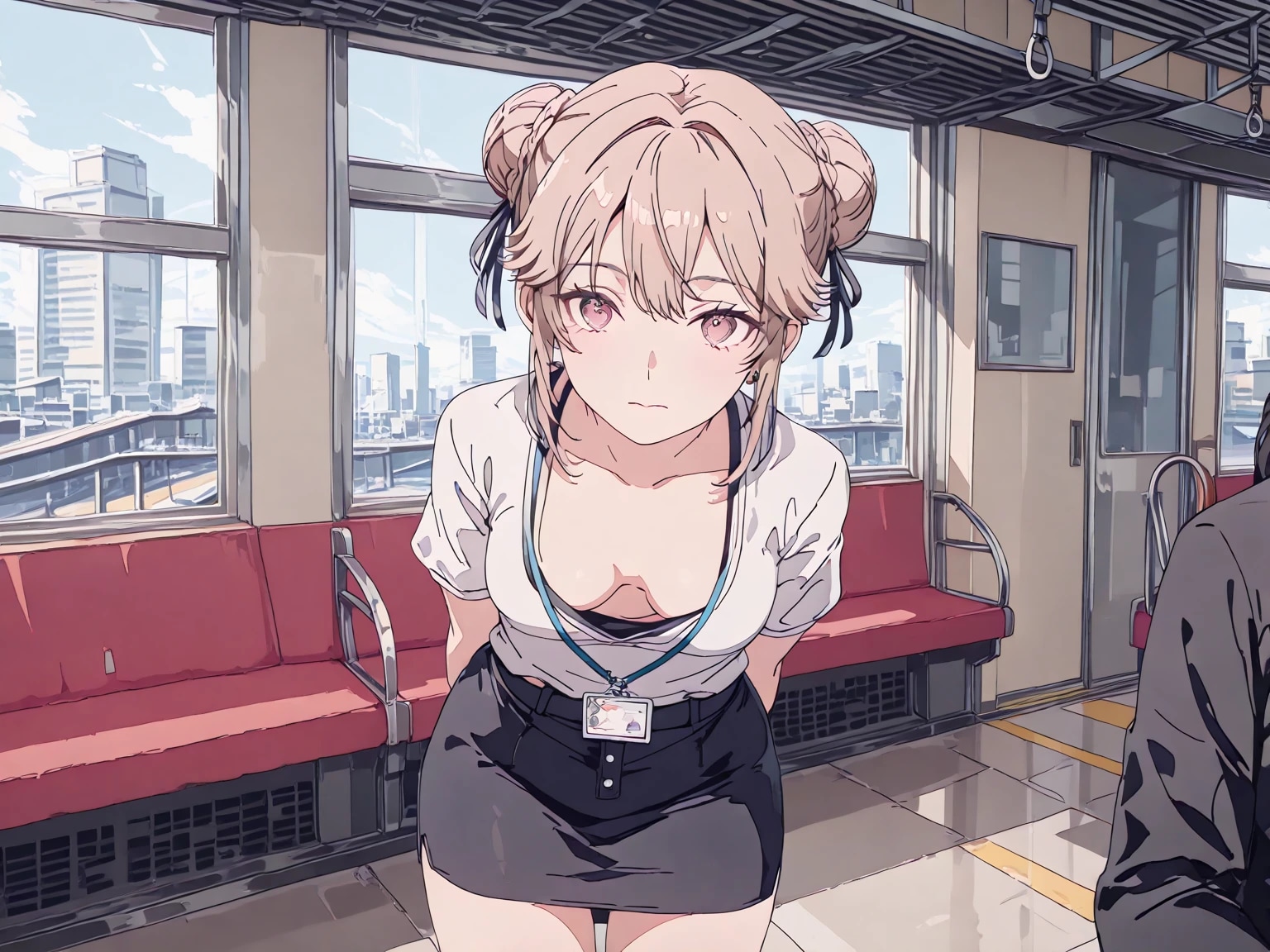 電車の中で胸ちら