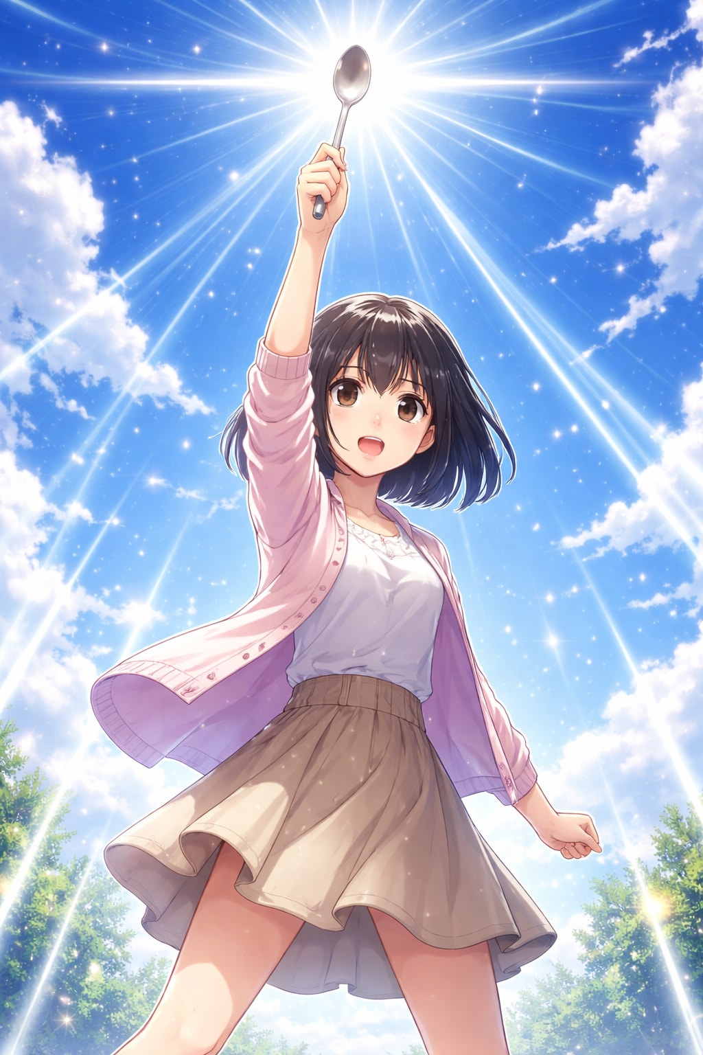 スプーンで変身しようとする女の子 | の人気AIイラスト・グラビア