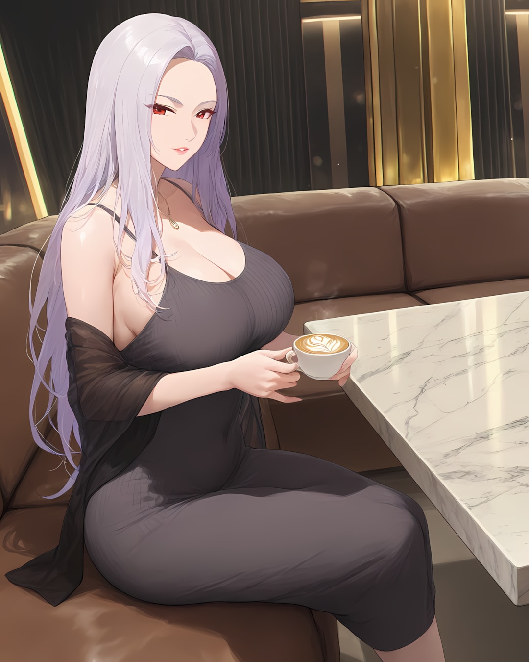 【PixAI】スカイラウンジで一息☕️ミレナとカフェタイム♡ | の人気AIイラスト・グラビア