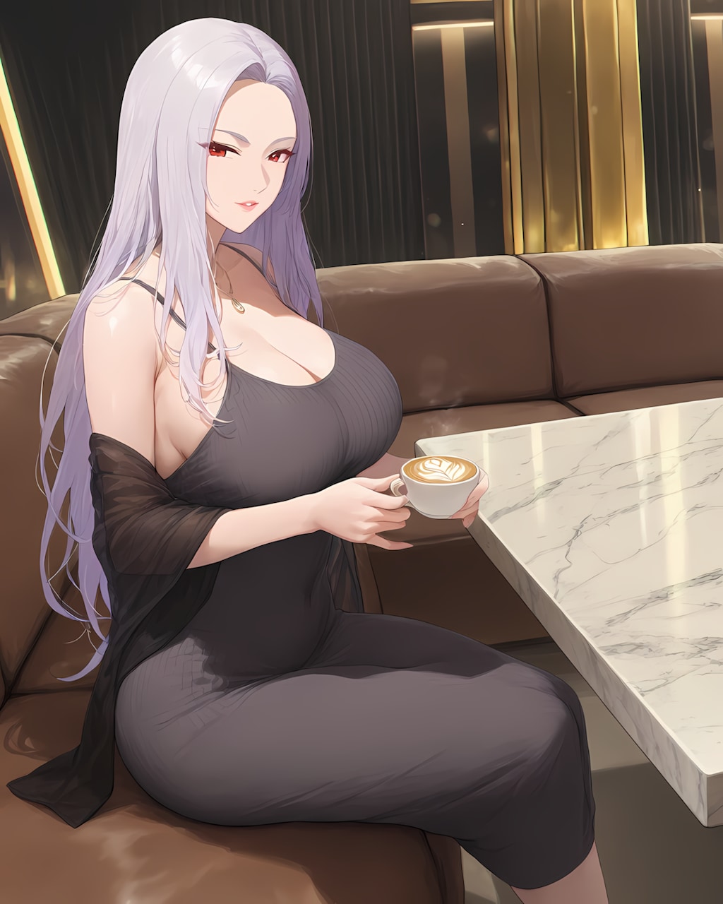【PixAI】スカイラウンジで一息☕️ミレナとカフェタイム♡