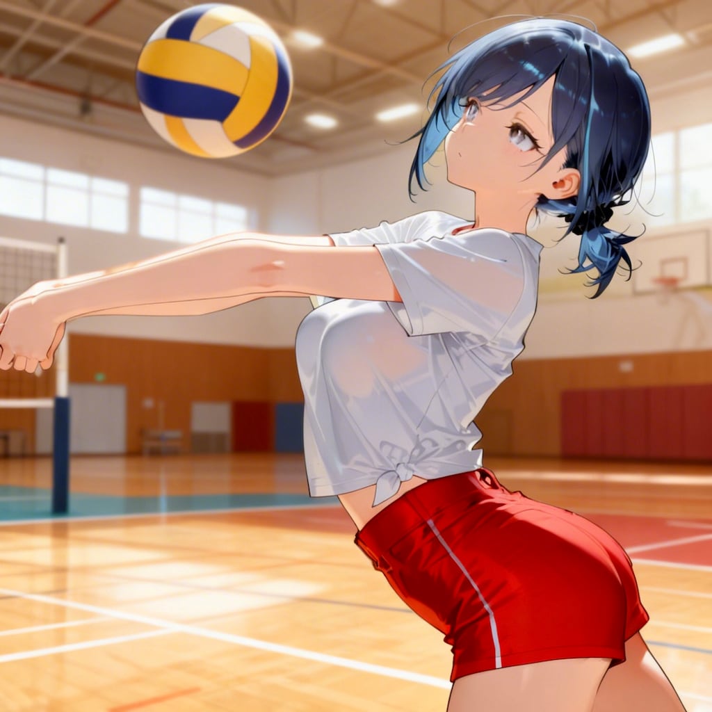 42　バレーボールをする七瀬