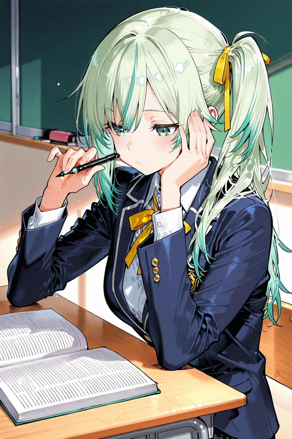 苦手な勉強をする喜緑さん（よその子）