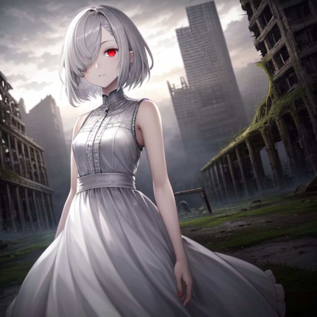 廃墟に佇む少女