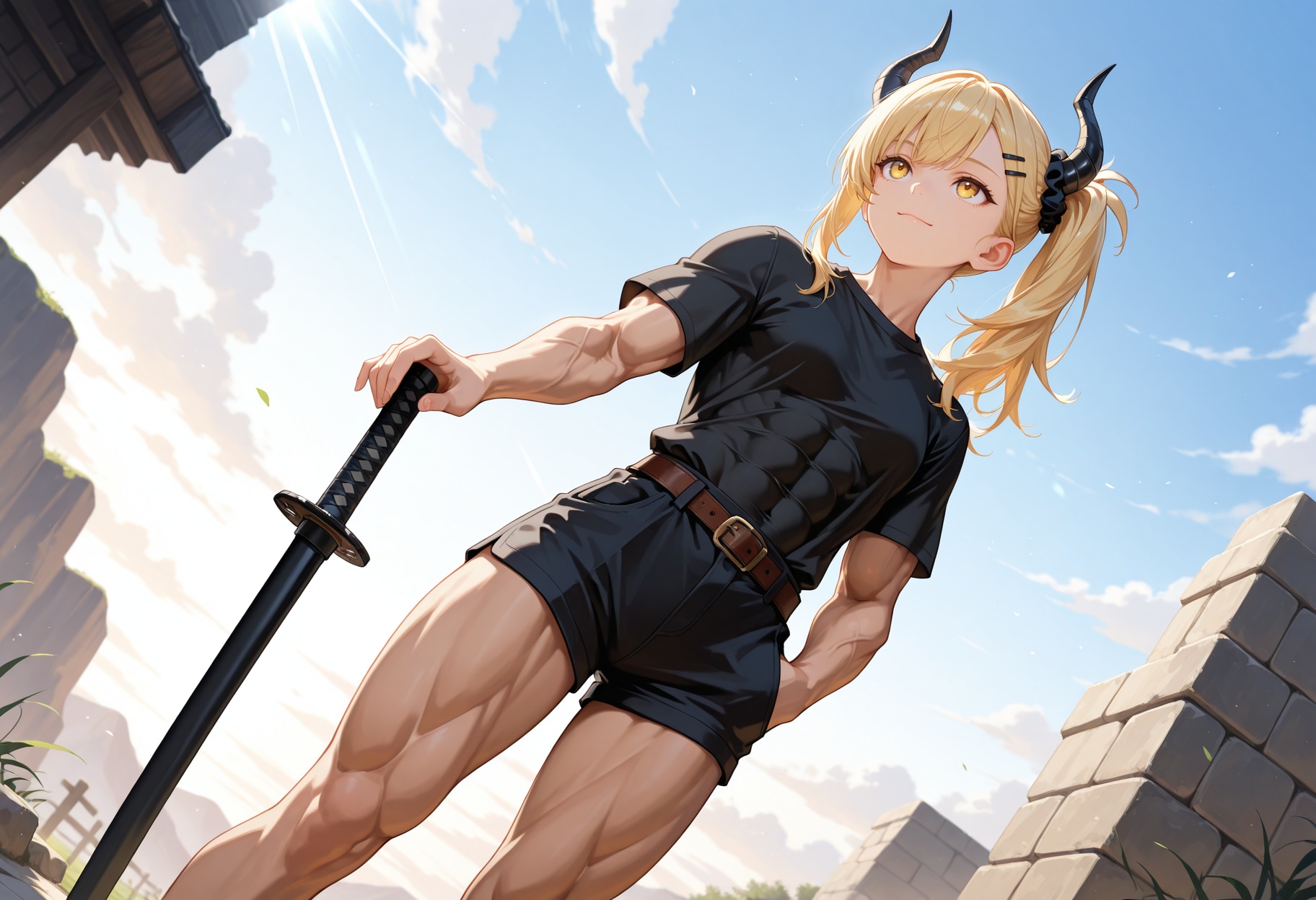 涼しい夏の装い女鬼高生さん