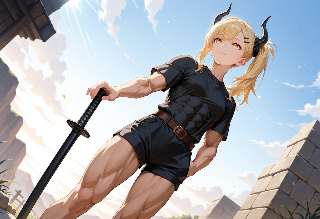涼しい夏の装い女鬼高生さん