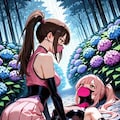 紫陽花と百合 2枚目