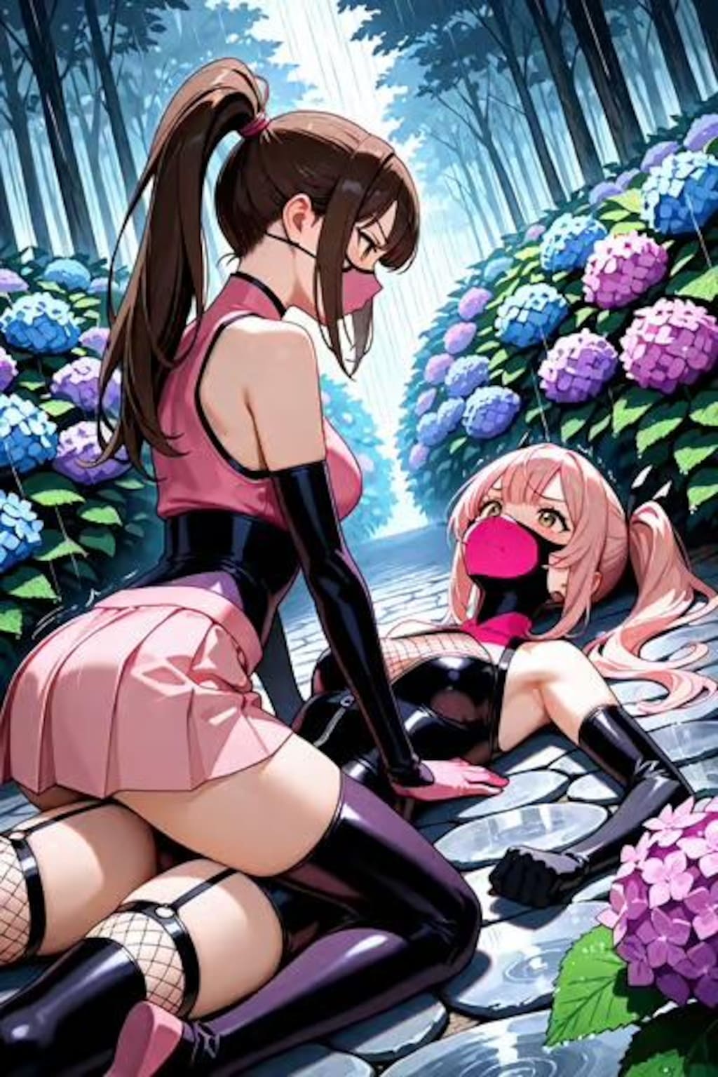 紫陽花と百合