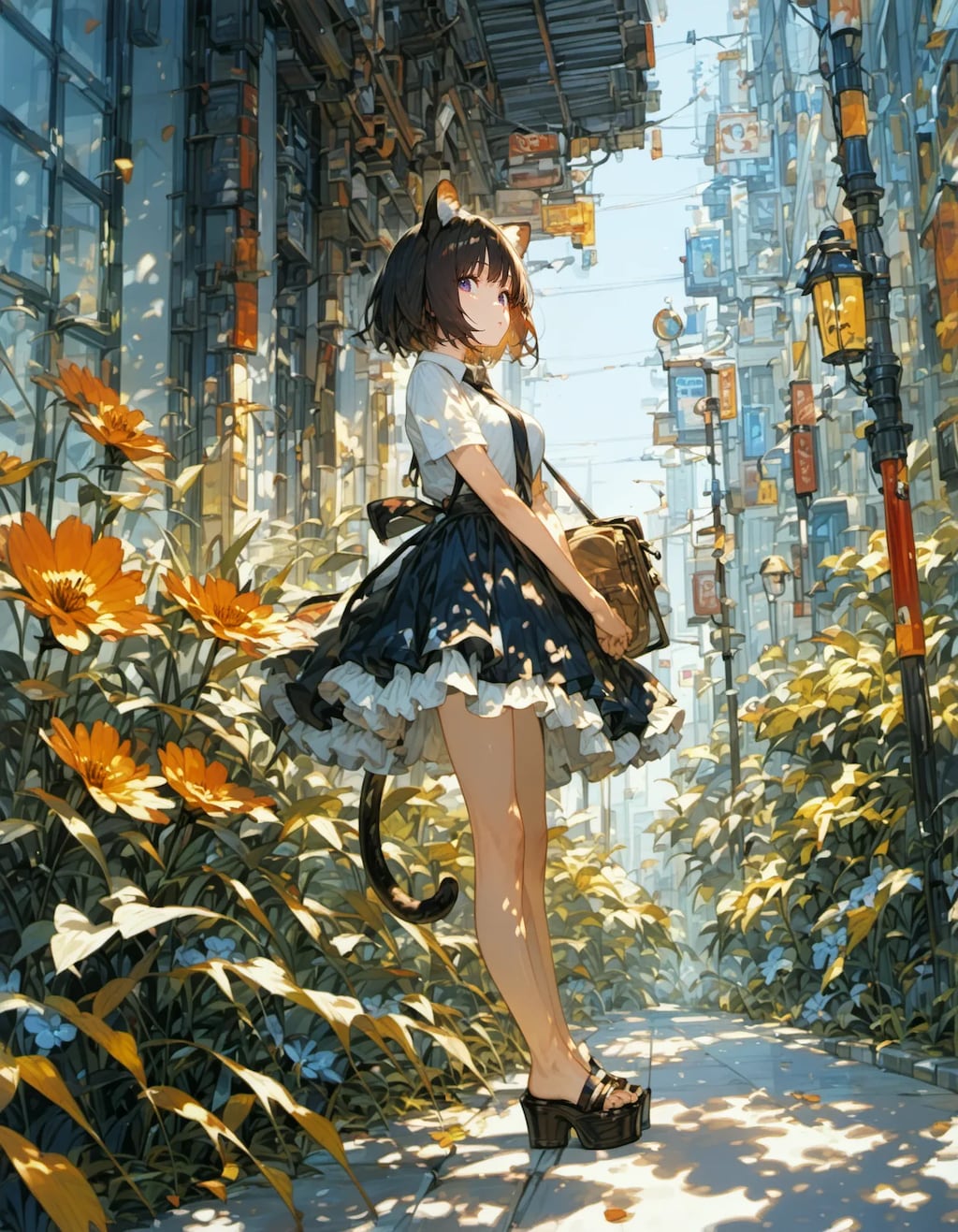 Cat Schoolgirl's City Walk