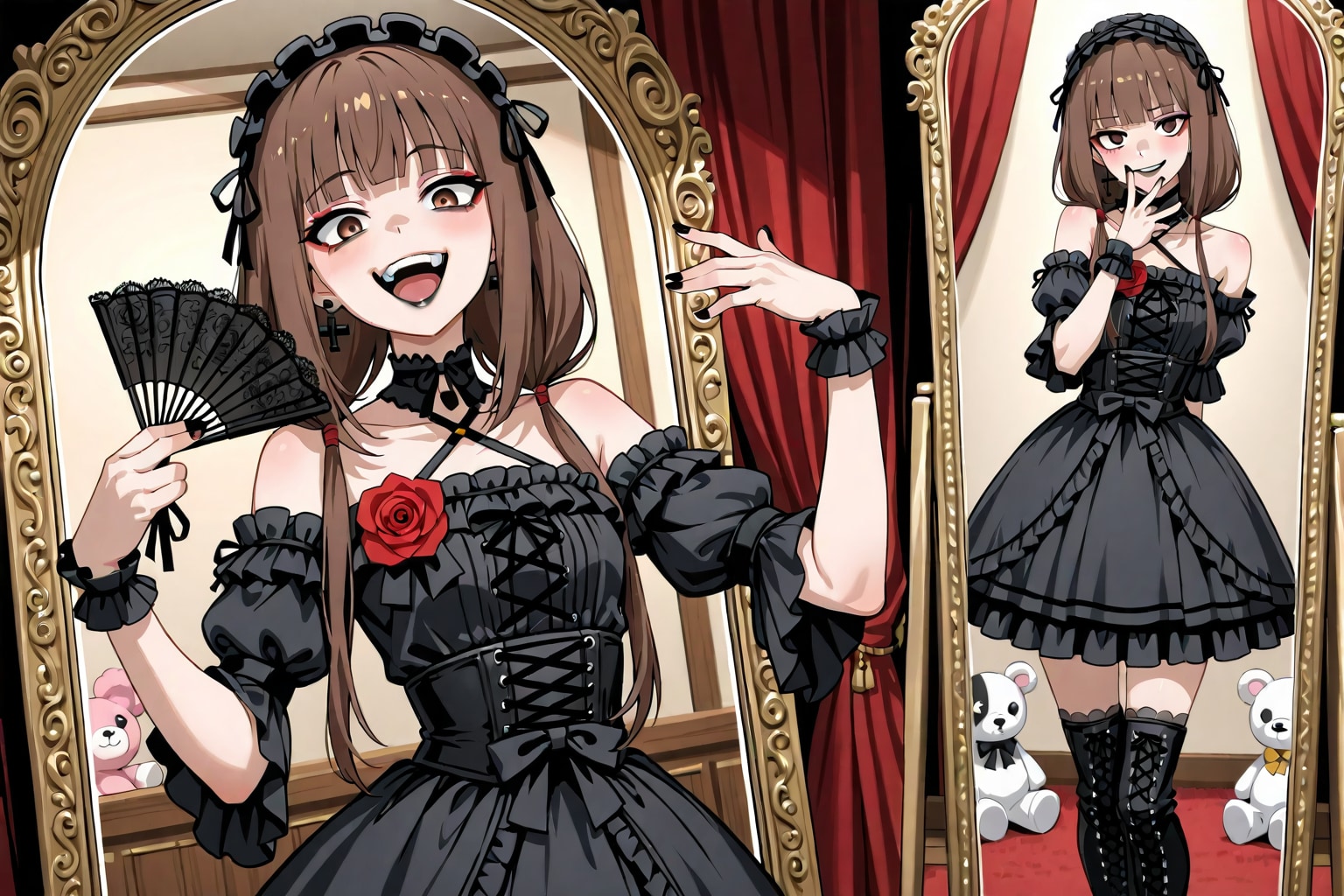 呪いの鏡の魔力で悪の心に目覚めた伊井野ミコ | の人気AIイラスト・グラビア