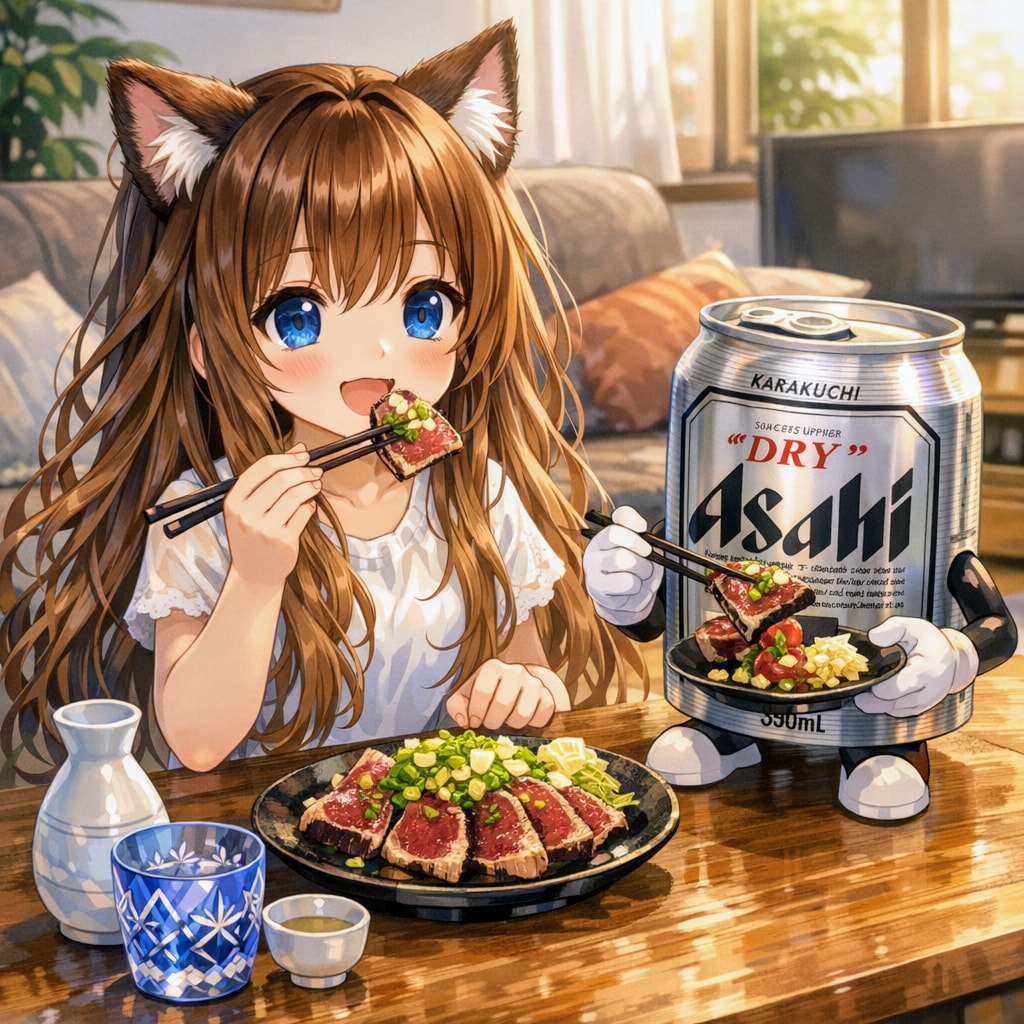 カツオのたたきを食べる小さな女の子
