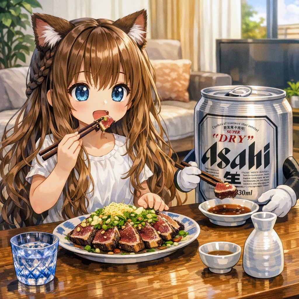 カツオのたたきを食べる小さな女の子