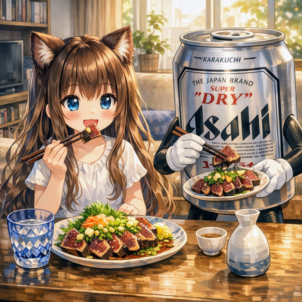 カツオのたたきを食べる小さな女の子