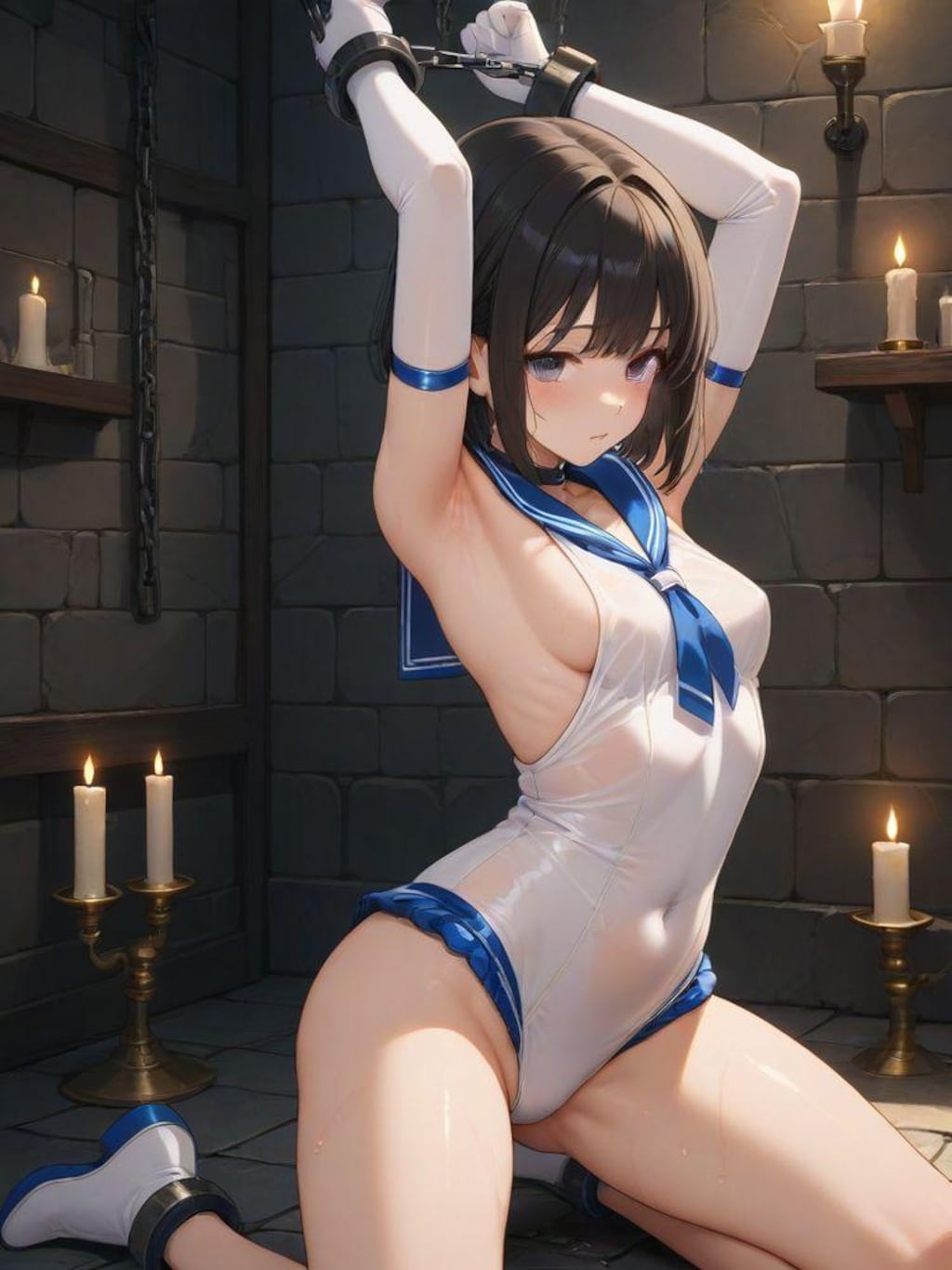 拘束・腋見せセーラー服（PIXAI版・廉価モデル）