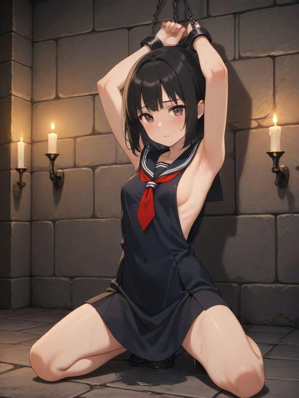 拘束・腋見せセーラー服（PIXAI版・廉価モデル）