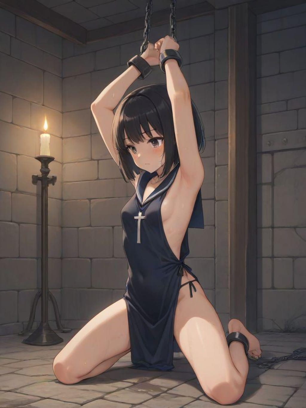 拘束・腋見せセーラー服（PIXAI版・廉価モデル）