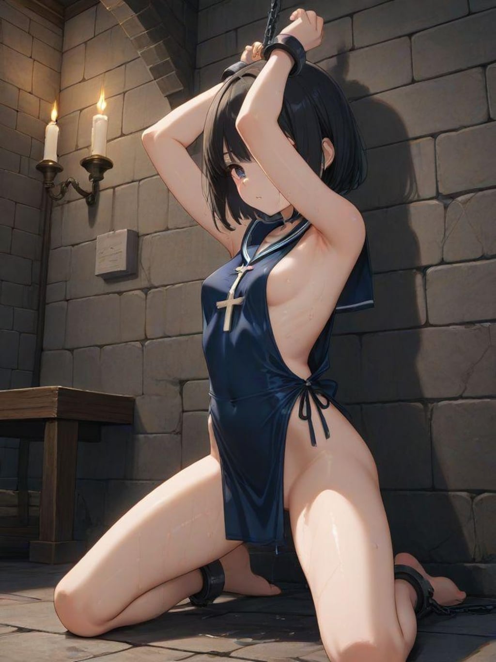 拘束・腋見せセーラー服（PIXAI版・廉価モデル）