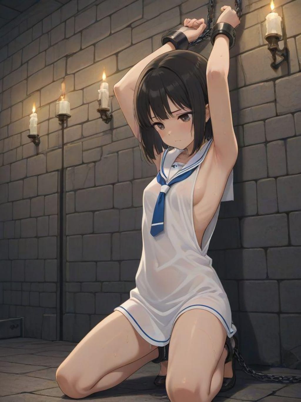 拘束・腋見せセーラー服（PIXAI版・廉価モデル）