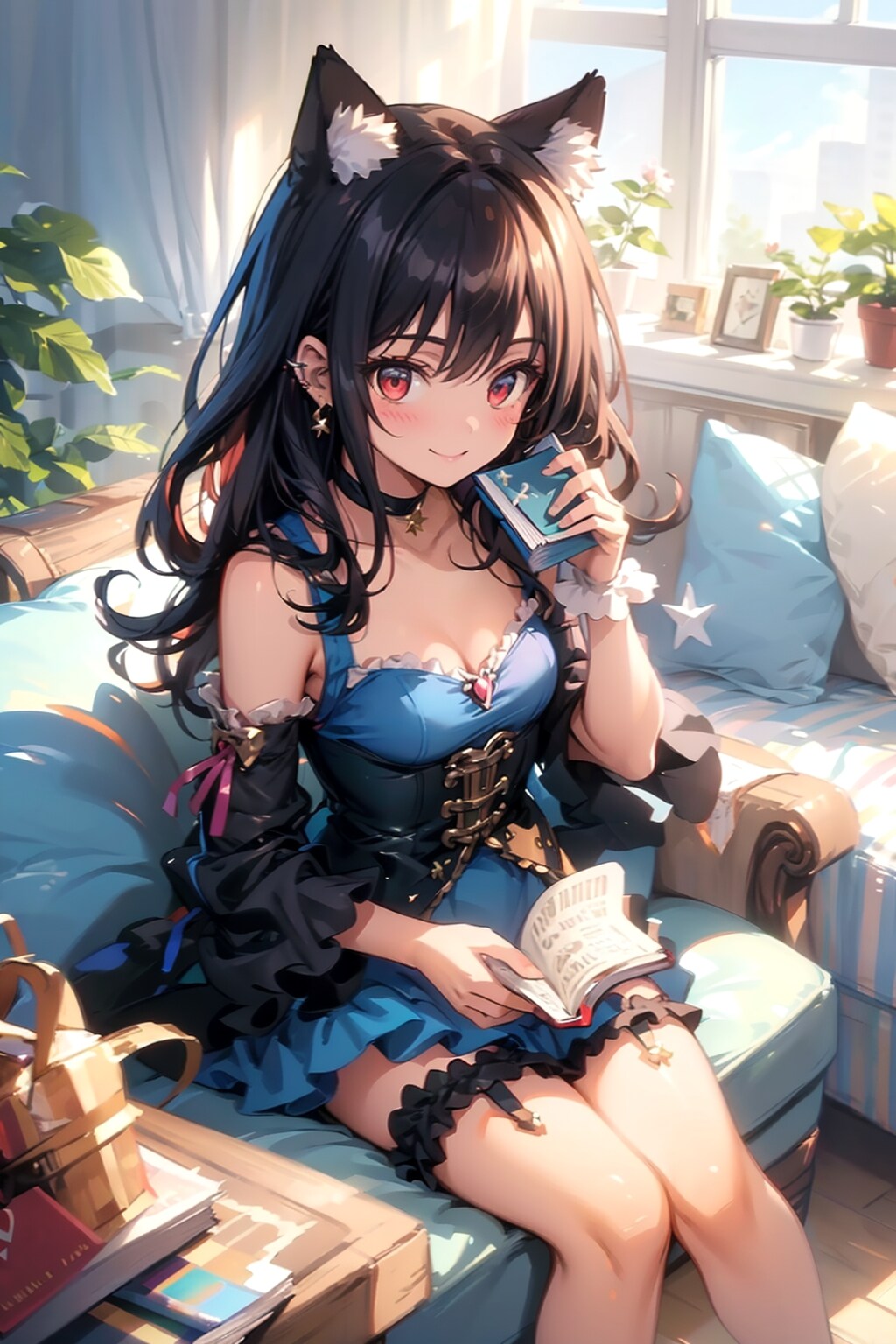 読書中っぽいネコミミ魔法少女 | の人気AIイラスト・グラビア