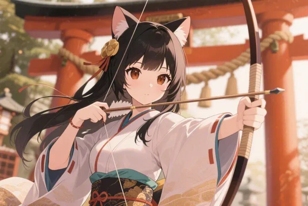 ウサギ？を狙う弓使いさくらちゃん