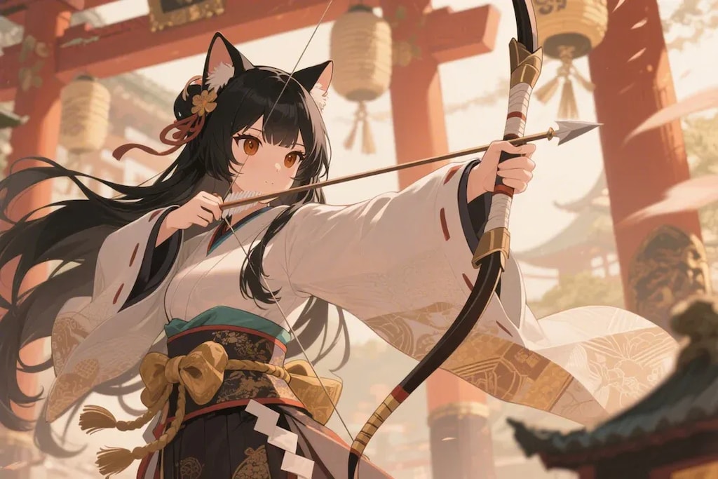 ウサギ？を狙う弓使いさくらちゃん