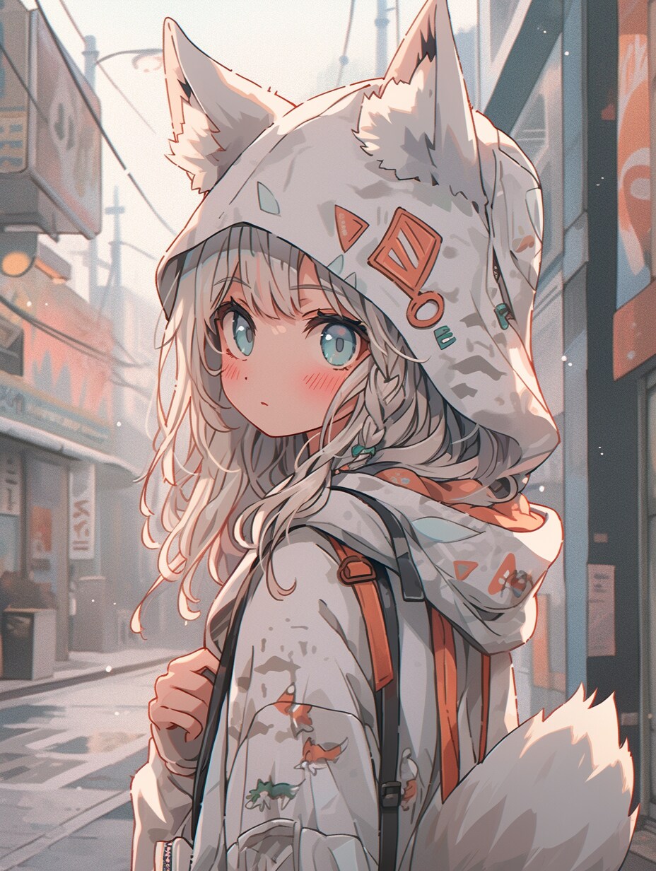 雪街を駆ける狐耳の少女 | の人気AIイラスト・グラビア