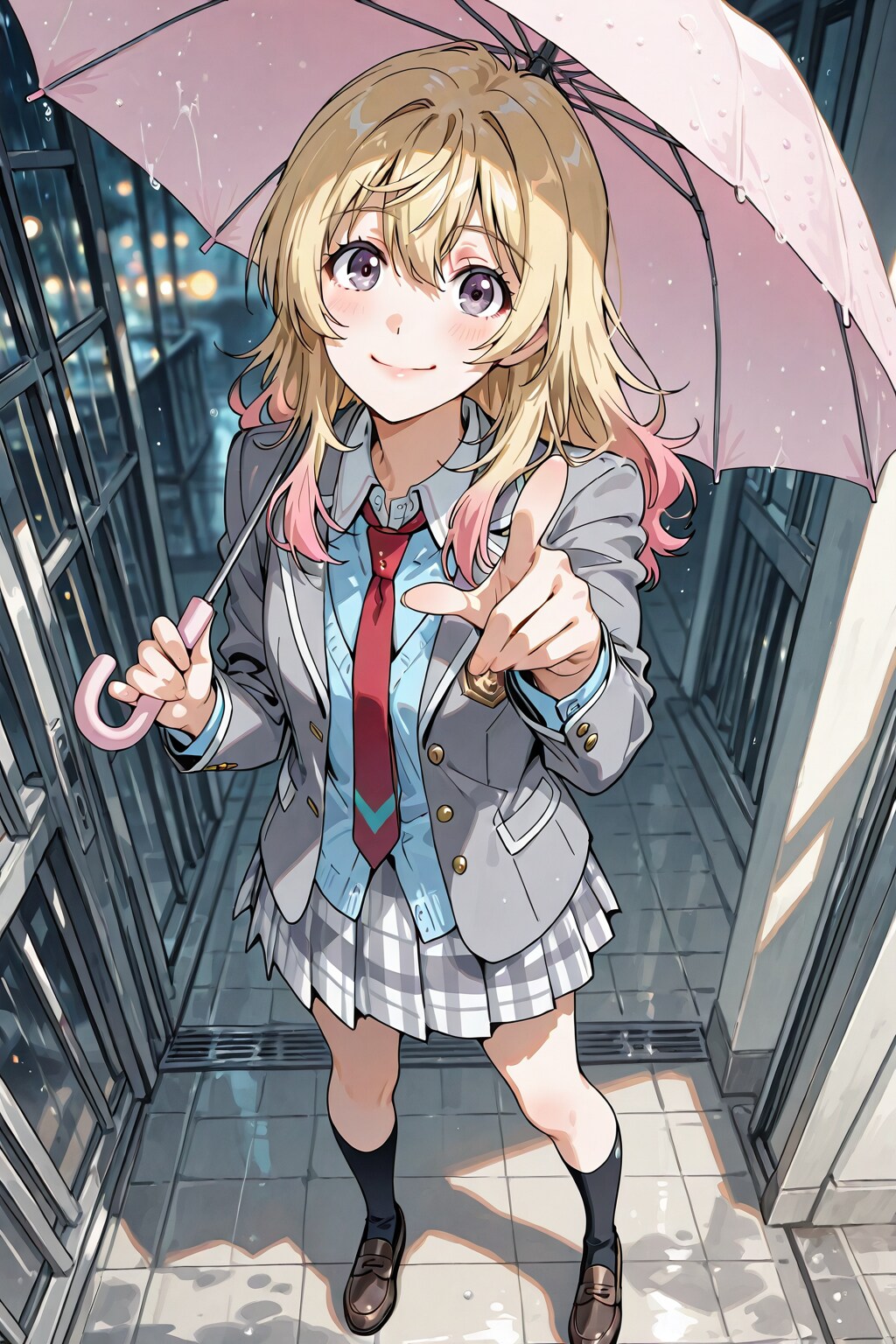えー、傘忘れちゃったの？朝の天気予報で言ってたじゃん。しょうがないなー、君にこんな超絶美少女と相合傘で一緒に帰れる最高の栄誉を与えよう。感謝したまえよ！
