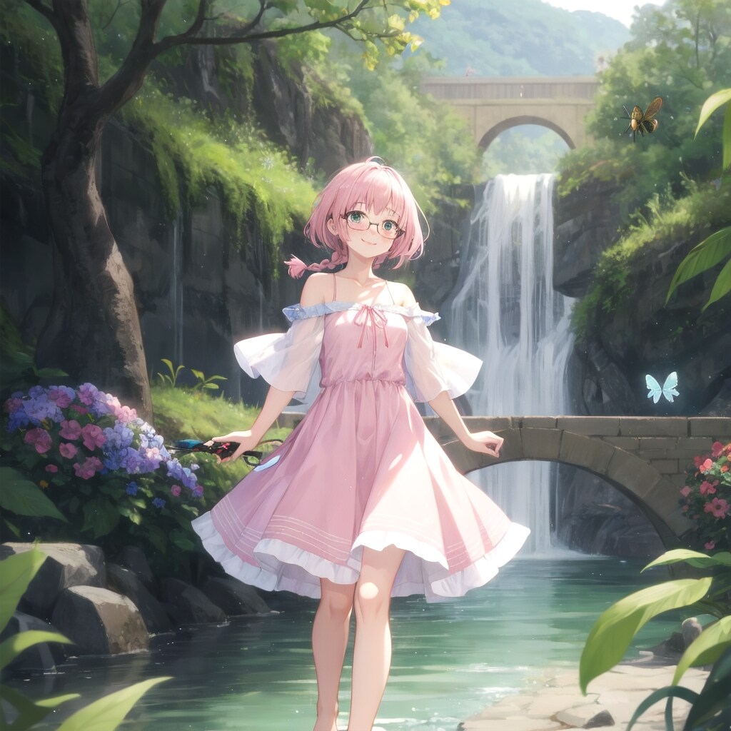滝とピンク髪ちゃん