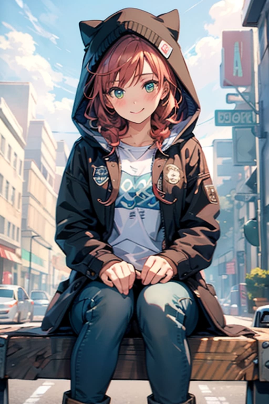 黒いパーカーの彼女