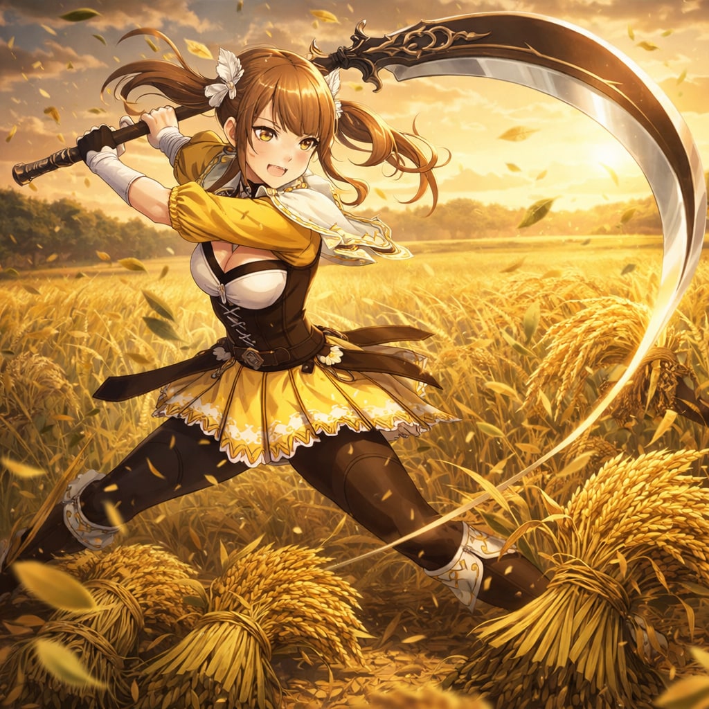大鎌で稲刈り | の人気AIイラスト・グラビア