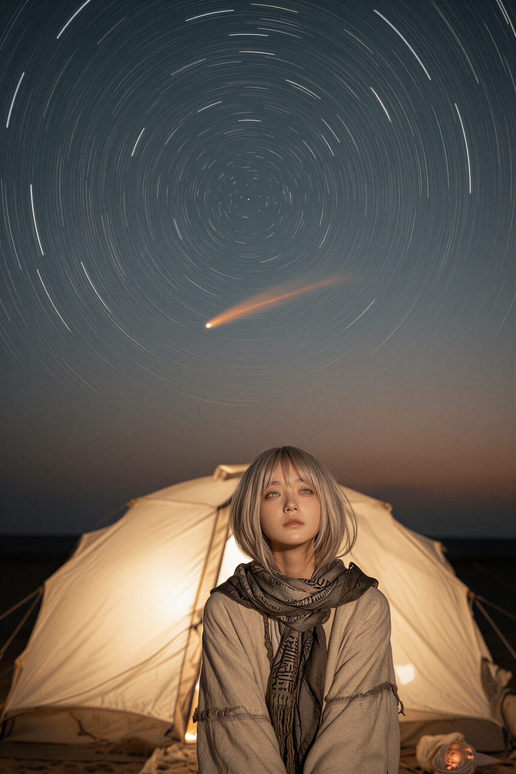 砂漠でキャンプ