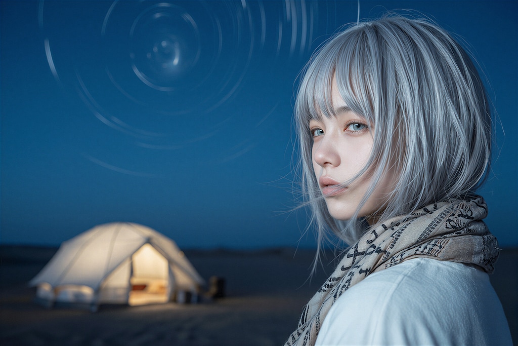 砂漠でキャンプ