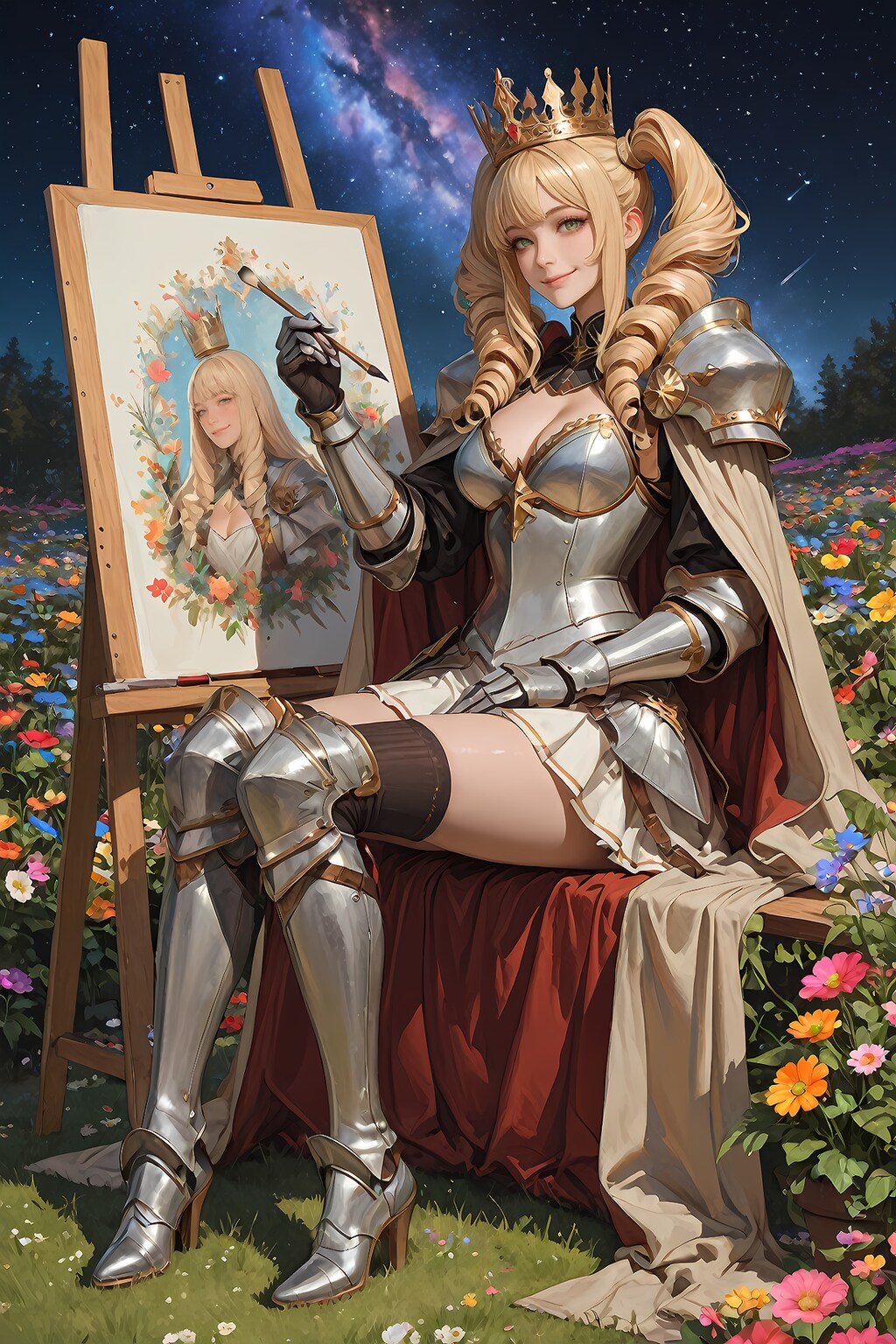 絵を描く姫騎士 (遠)