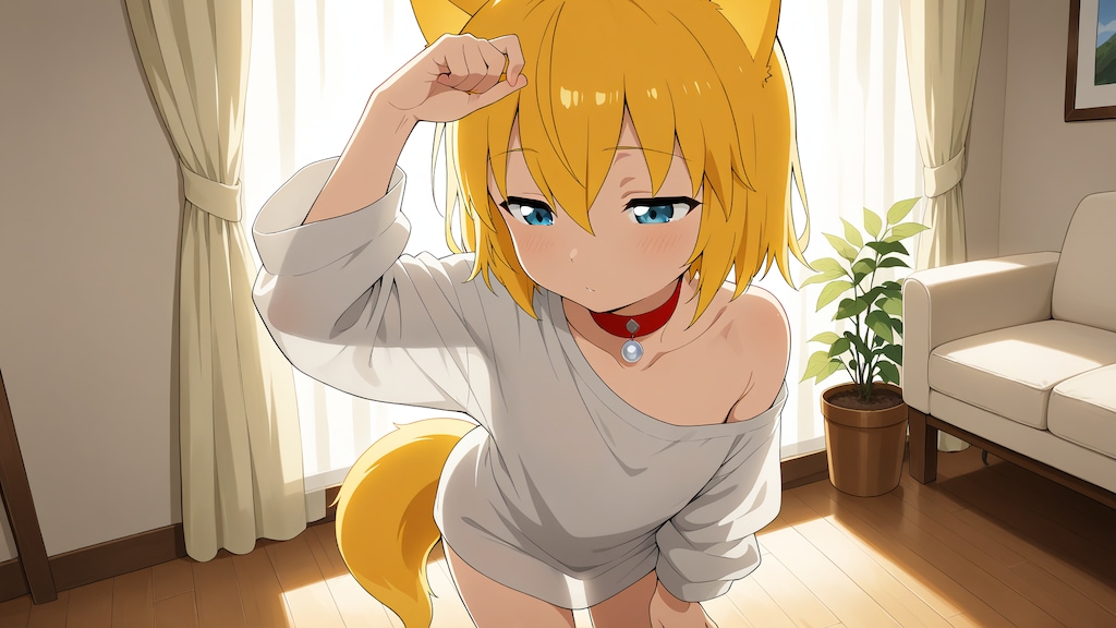 カーテンの隙間から射し込む朝の光が部屋の空気をやわらかく照らしだしその光の筋が金色の髪を透かしてきらきらと踊りながらぬくもりと共に頬をそっとなでていくのがあまりにも心地よく…