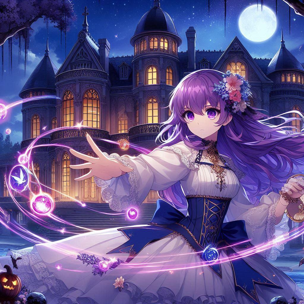 夜の館に佇む少女 | の人気AIイラスト・グラビア